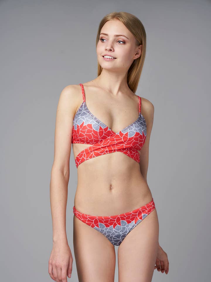 Print - Coral Wrap Top for wholesale by Loop Swim