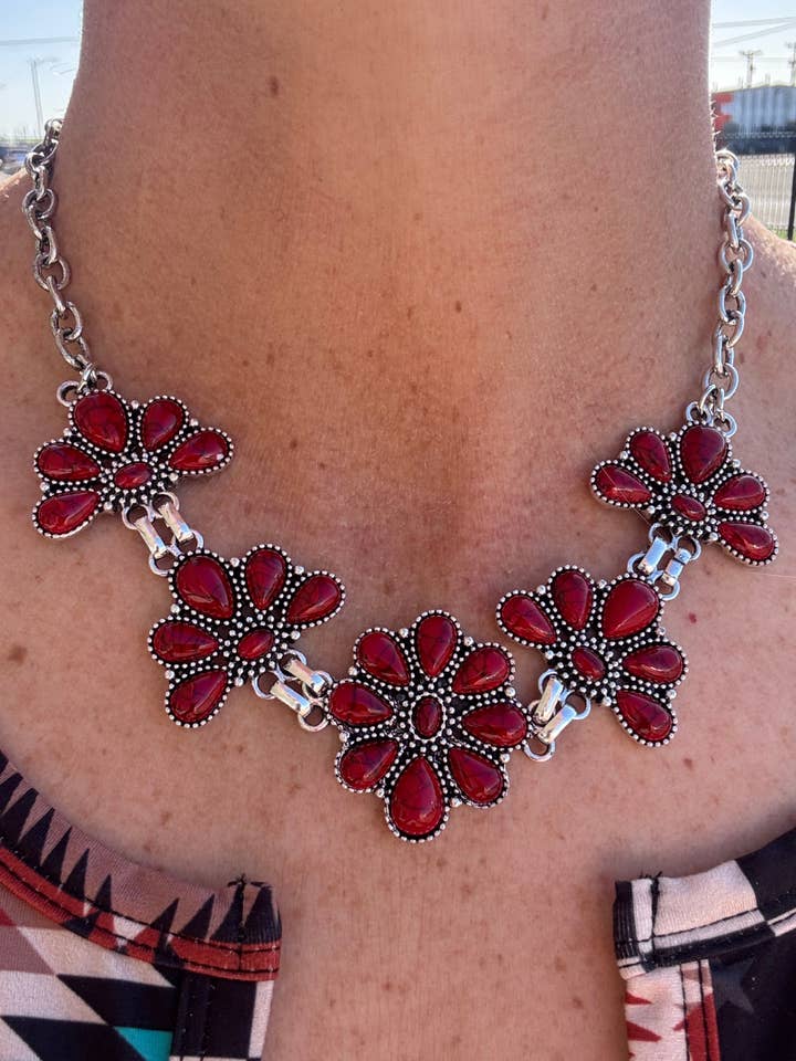 Ruby Flower Necklace for wholesale by Sterling Kreek