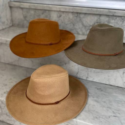Love and Thyme - Wholesale Fedora - Women's - Best Seller! Vegan Suded Panama Hat with Faux Suede Braid Ba