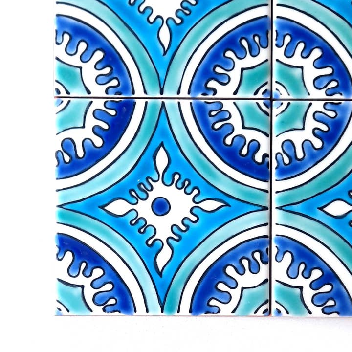 Dyari - Vendita all'ingrosso Mattonelle - Eau V 5 | Piastrella decorativa in ceramica dipinta a mano 10 x 10 cm2