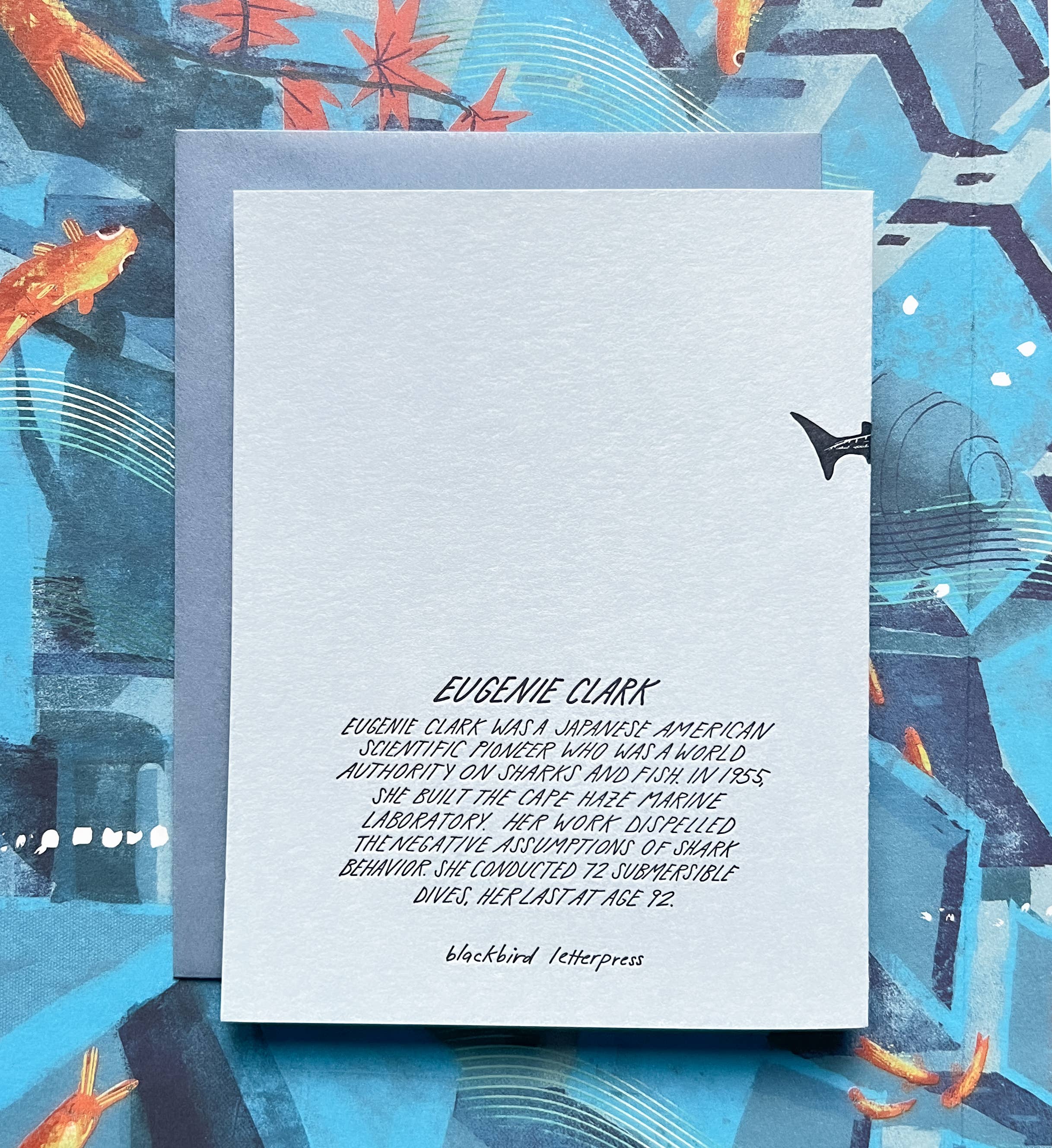 Blackbird Letterpress – wholesale Everyday greeting card – Eugenie Clark letterpress card3