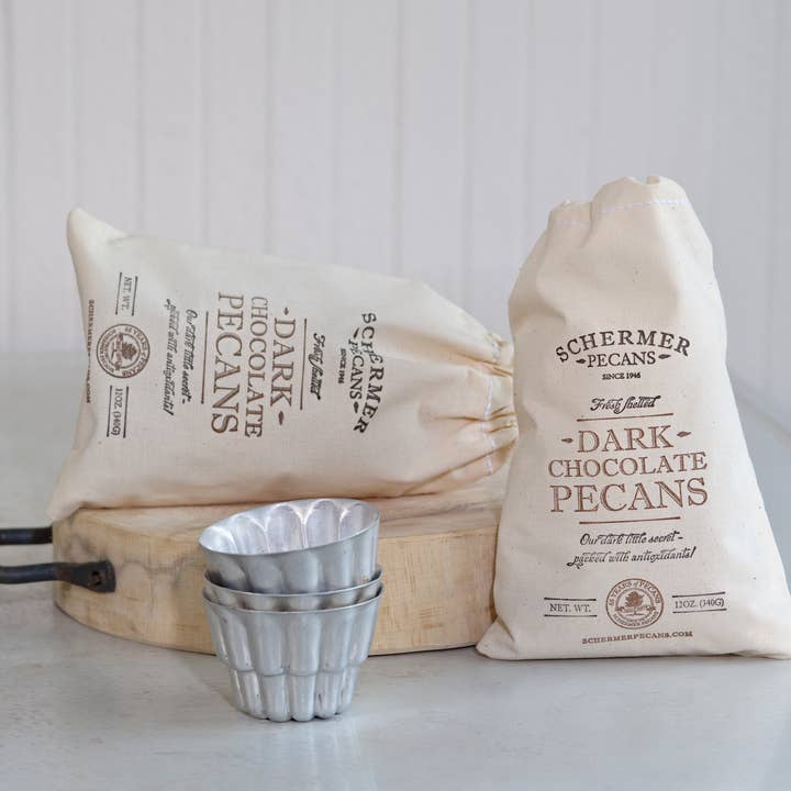 Schermer Pecans - Wholesale Nuts - DARK CHOCOLATE PECANS - GA Grown - 12 Cloth Bags/Case1