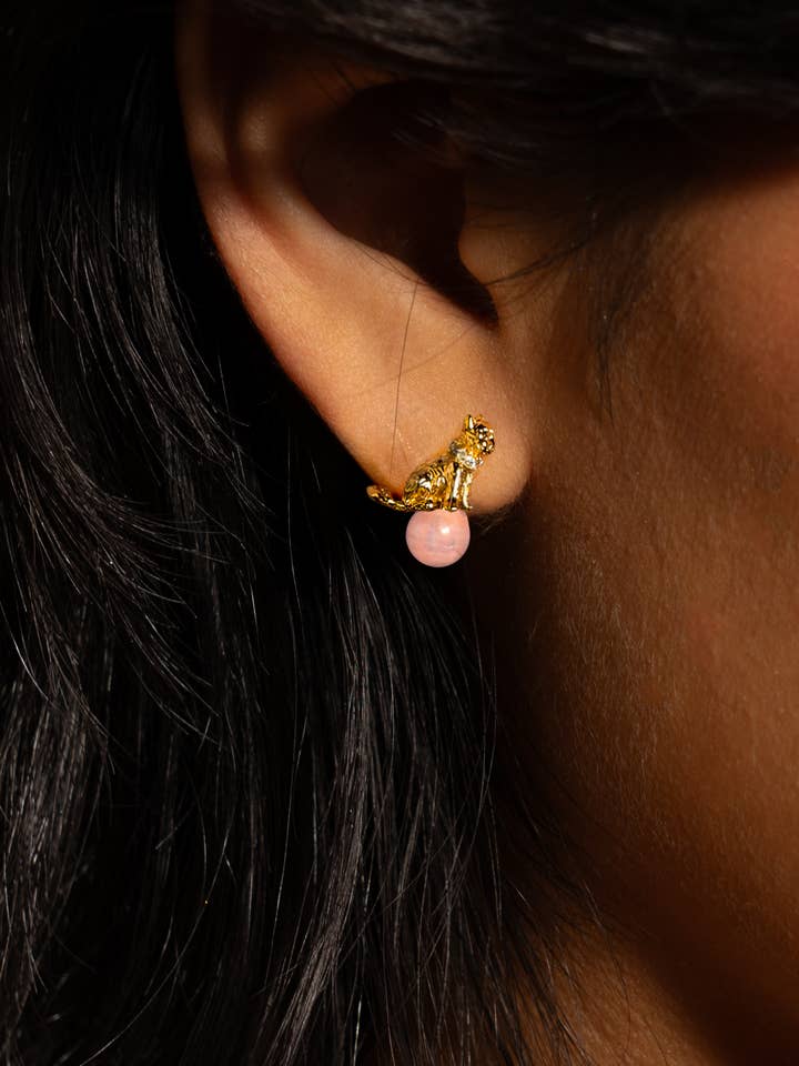 Cat's Cradle Stud - 18k Gold Plated + Stone for wholesale by Peter and June