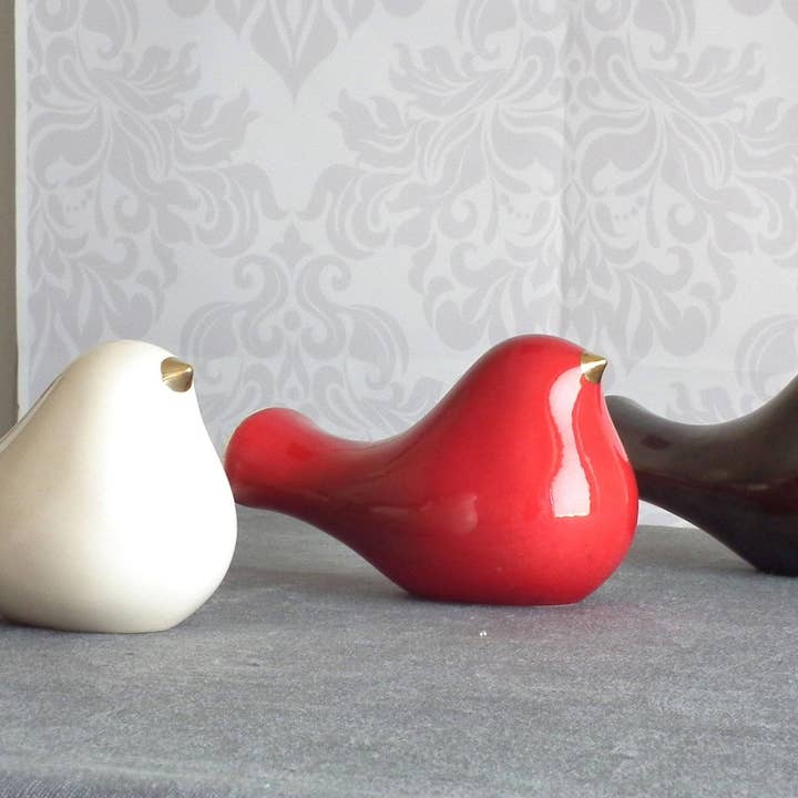 Cozy Home Ideas – wholesale Dekorativ statyett – Keramisk fågel med guld näbb4