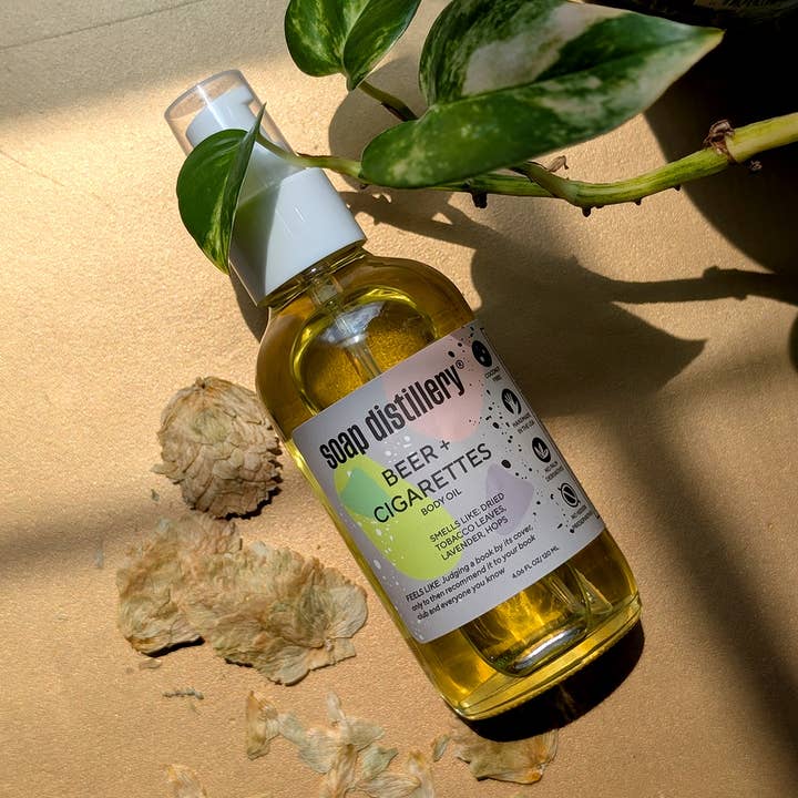 Beer + Cigarettes Botanical Body Oil for wholesale by Soap Distillery