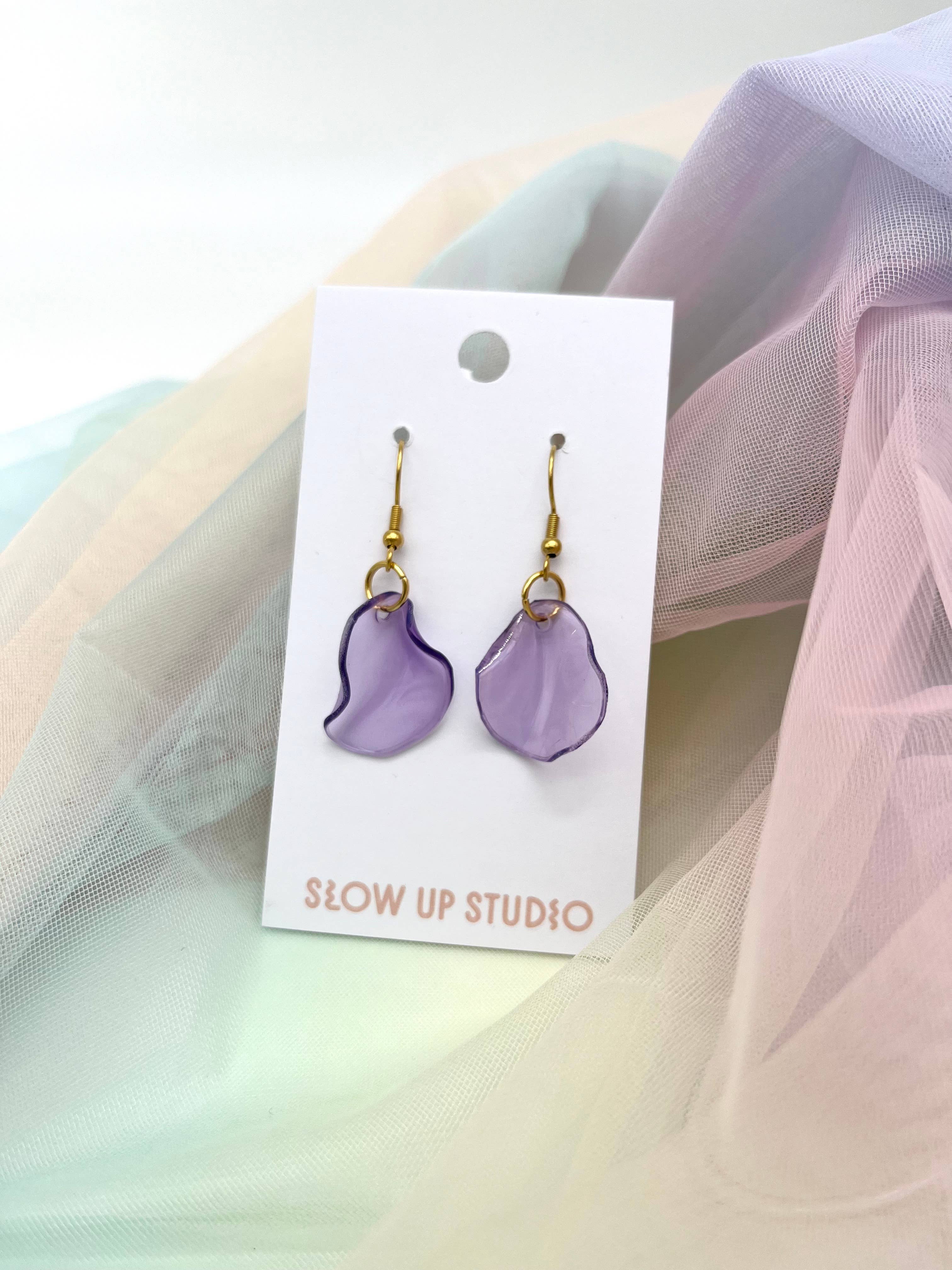 Slow Up Studio - Wholesale Dangle Earrings - Upcycled Earrings DRIP DROP purple1