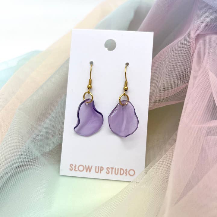 Slow Up Studio - Wholesale Dangle Earrings - Upcycled Earrings DRIP DROP purple1