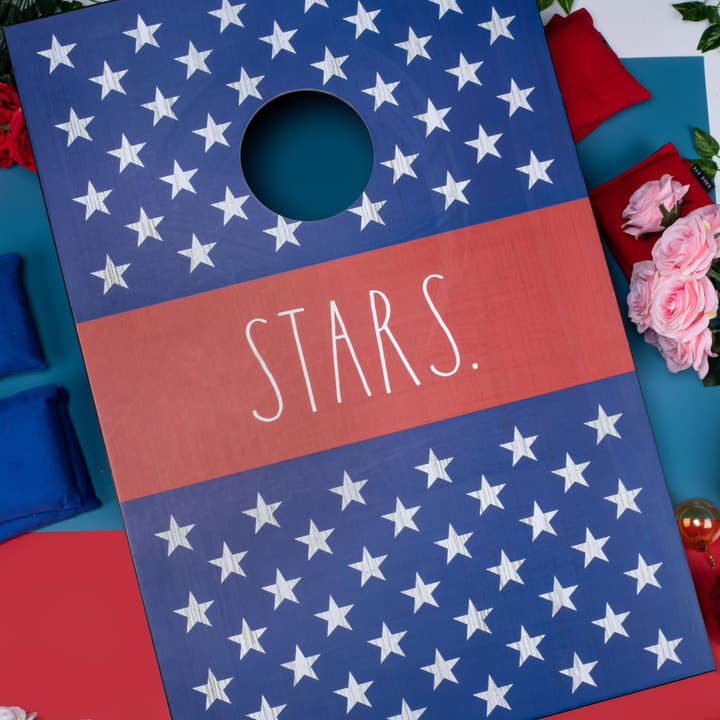 DesignStyles Home - Wholesale Cornhole - Rae Dunn “Stars/ Stripes” Patriotic Cornhole Boards and Bags