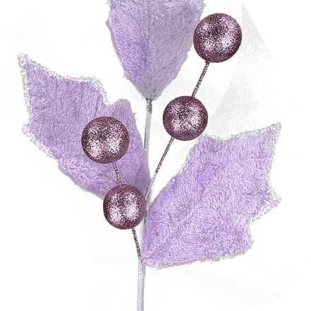 28" Purple Holly Leaves Ball Spray 86031PU for wholesale by Trendy tree