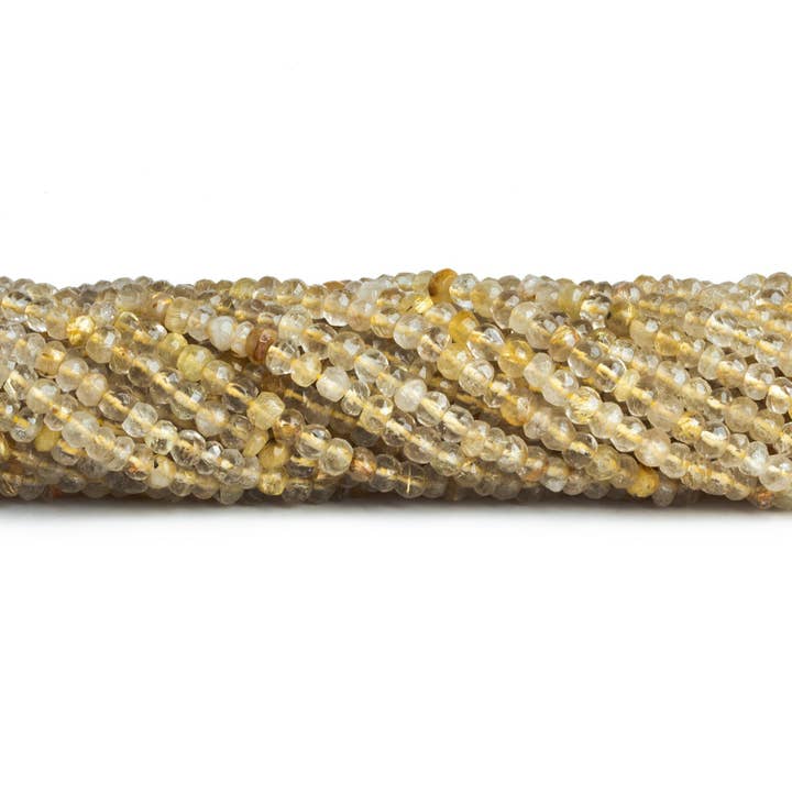 Rondelles en quartz rutile de 4 mm, découpées à la main, 12 pouces, 105 perles pour la vente par The Bead Traders