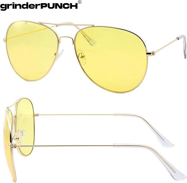 grinderPUNCH – wholesale Sunglasses – Men's – grinderPUNCH Mens Large Aviator Sunglasses - Gold Frame/Yellow Lens3