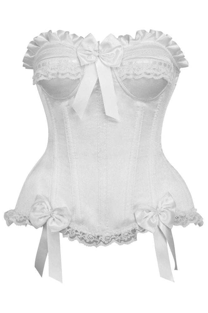 Daisy Corsets – wholesale Corset – Women′s – Top Drawer White Satin Steel Boned Burlesque Corset5