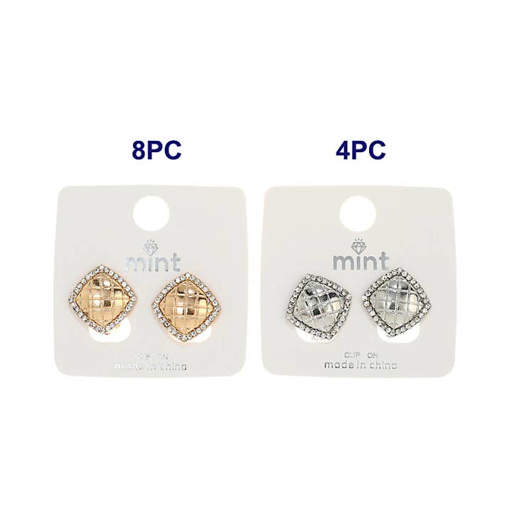 Atlas Fashion - Wholesale Clip-On Earrings - JAE43554C - Clip On Quilted Earrings