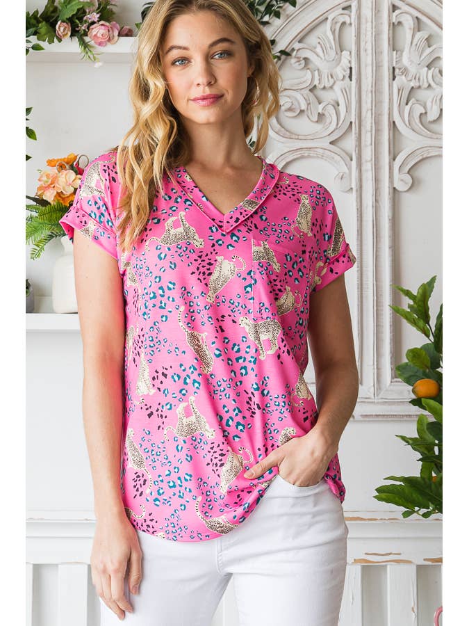DOLMAN SHORT SLEEVE ANIMAL TOP for wholesale by Pink Irene Wholesale
