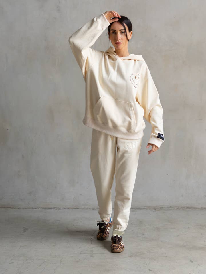 Care Tucker - Vente Sweat à capuche – femme - Chandail à capuchon Hendrix 100 Things Happy Ivory2