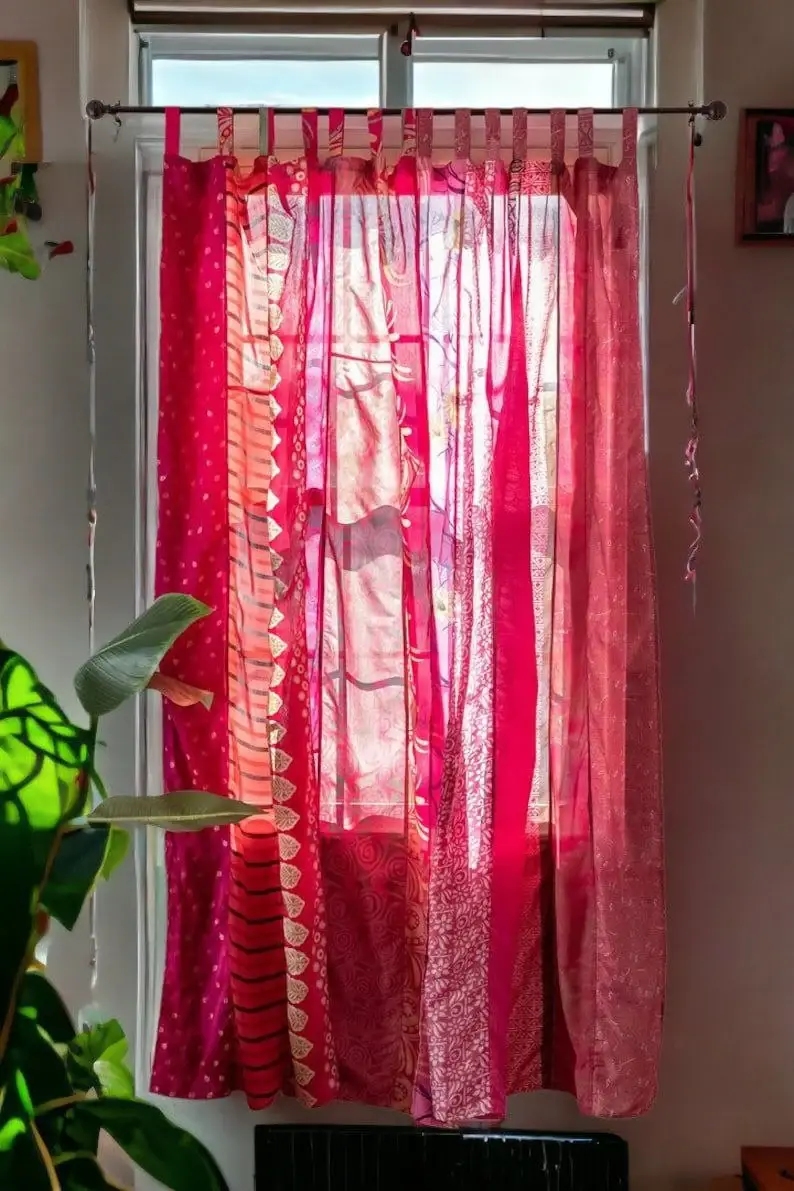 Bhawana Handicrafts - Wholesale Curtain - 5 Piece Lot, Indian Vintage Old Silk Sari Fabric Made Theme 6