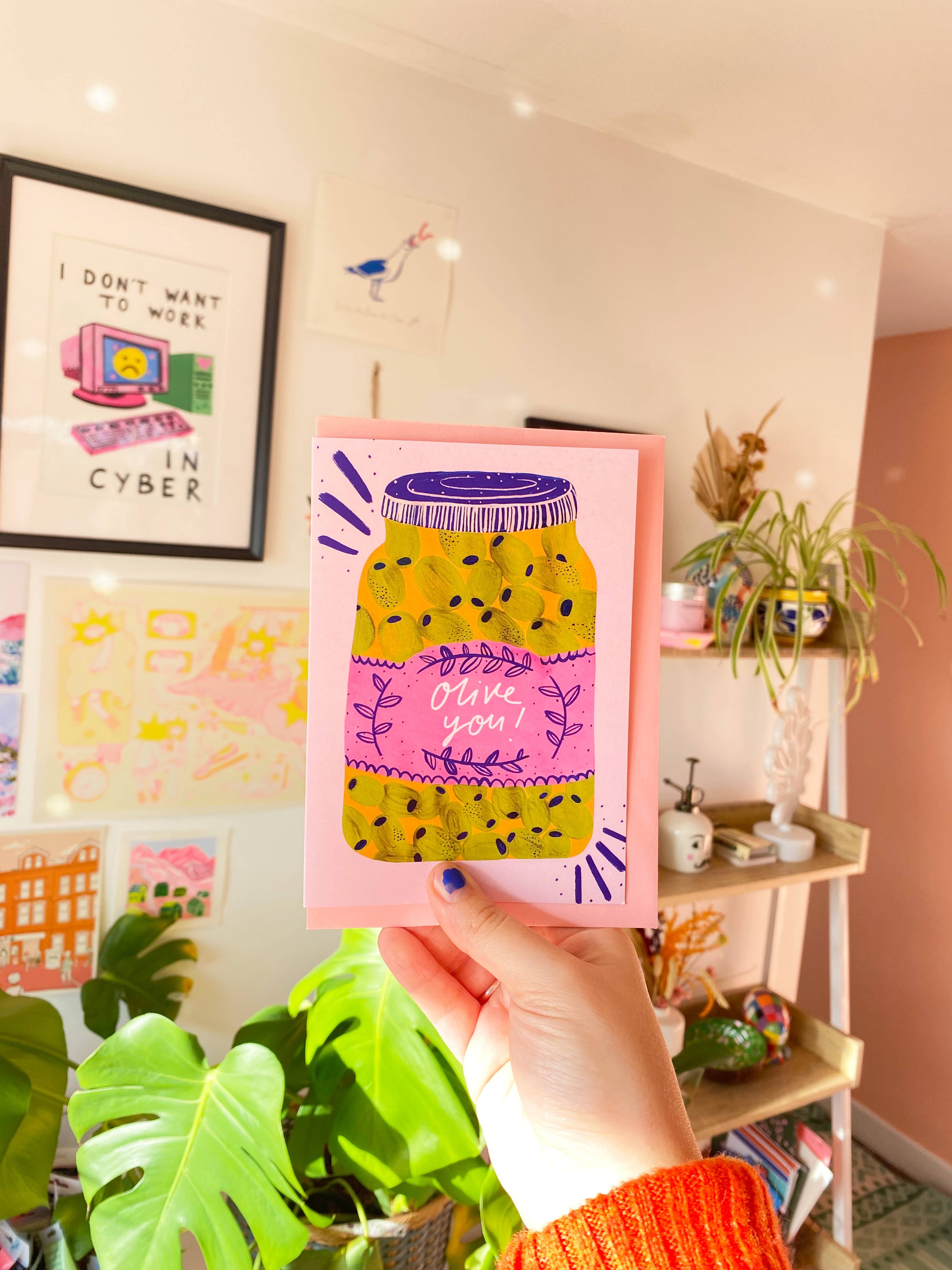 Kerrie Illustrates - Wholesale Valentine's Day Card - Olive you! Funny Valentines Greetings Card | Punny Couple 2