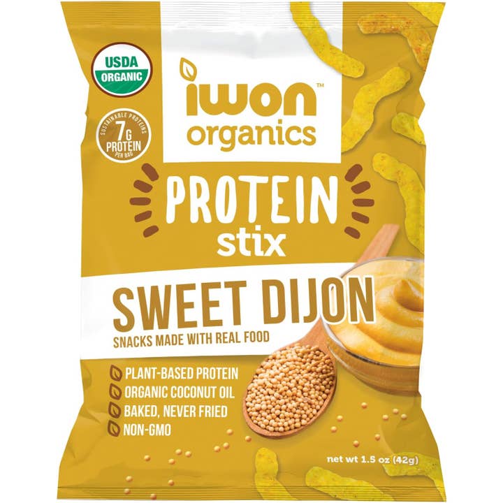 L&F Universal Goods - Wholesale Puffed Snack - IWON ORGANICS PROTEIN STIX 8/1.5OZ SWEET DIJON