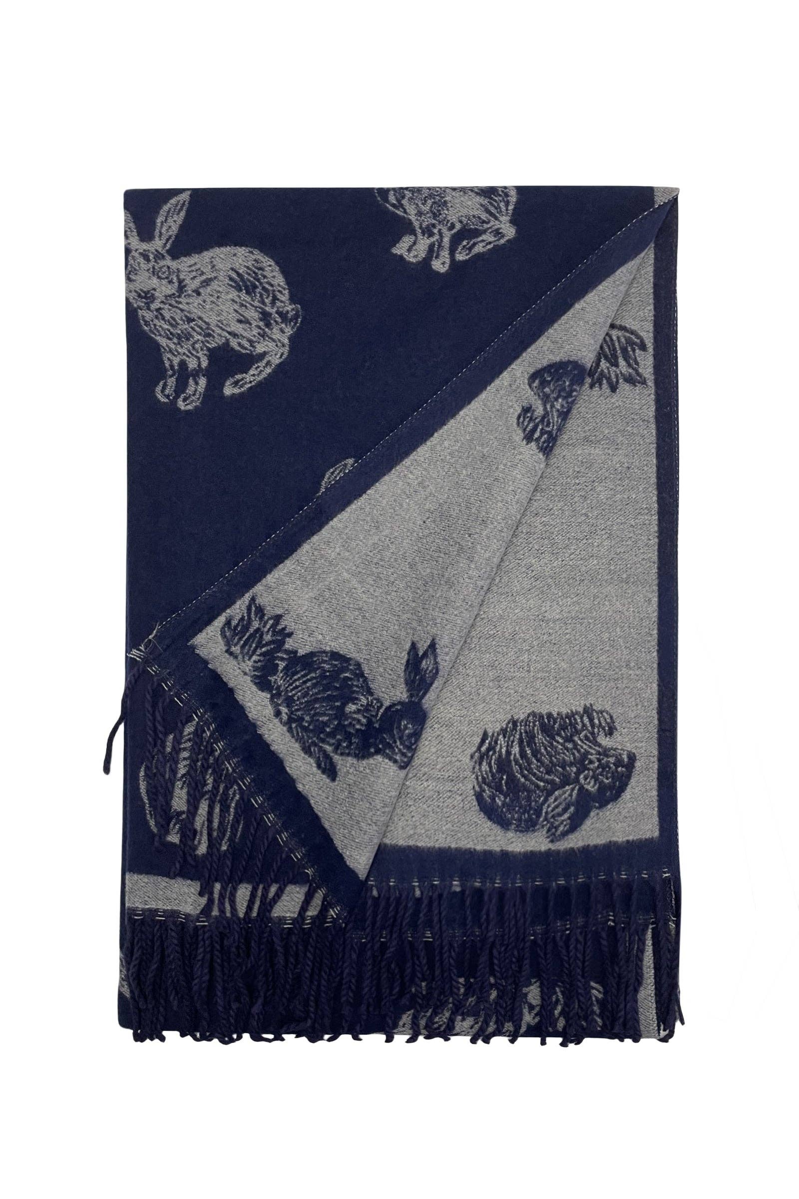 Fashion Scarf World - Wholesale Scarf - Women's - Rabbit / Hare Reversible Tassel Scarf5