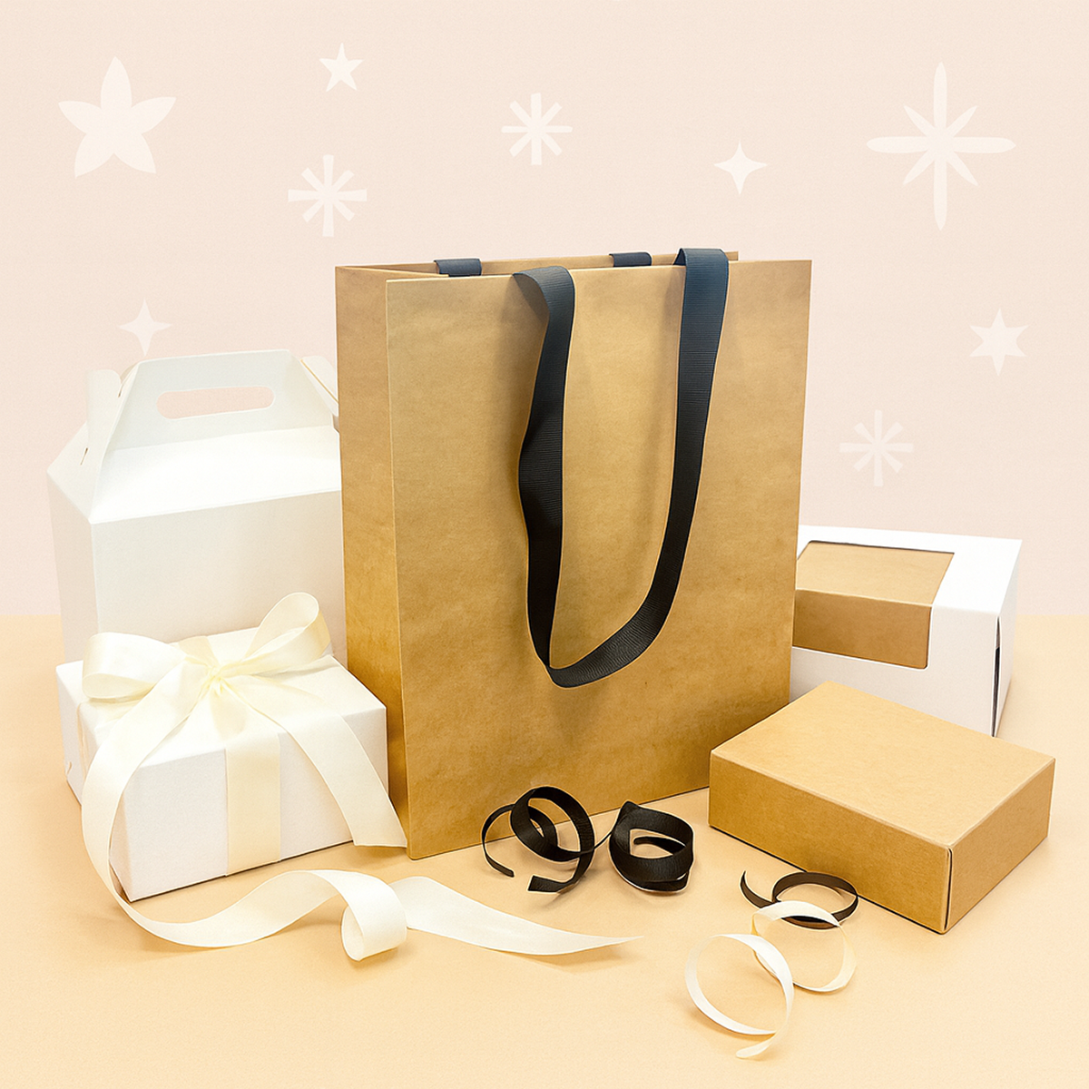 Kis Paper - Wholesale Gift Bag - Contour Luxe 8x4x10 Kraft Paper Bags Black Handle2