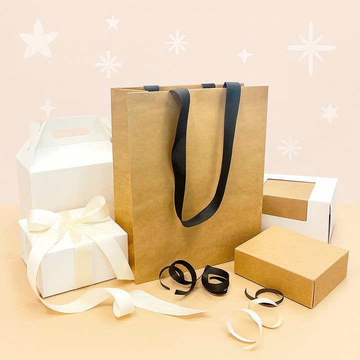 Kis Paper - Wholesale Gift Bag - Contour Luxe 8x4x10 Kraft Paper Bags Black Handle2