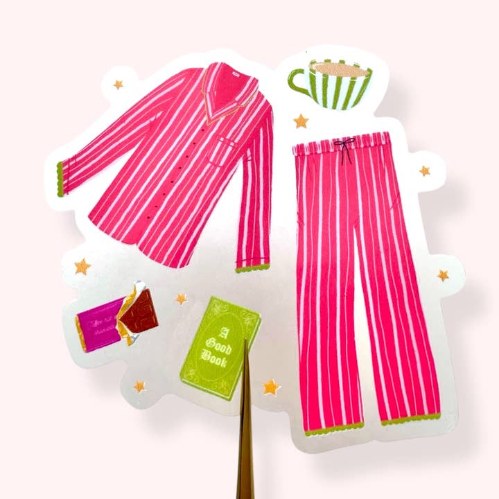 Pink Pyjama Days Sticker - Durable Transparent Vinyl for wholesale by Ditsy & Stitch