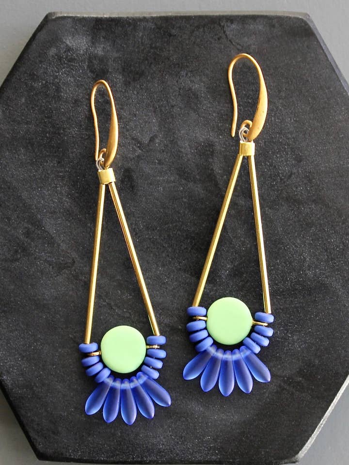 KYLE53 mint and cobalt earrings for wholesale by David Aubrey Jewelry