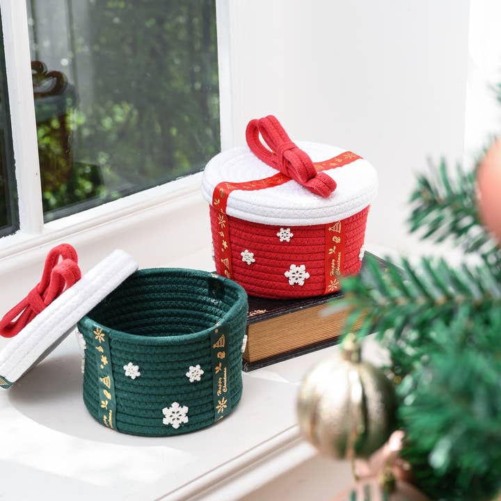 maison sympa - Wholesale Basket - Christmas Decorative Basket Cotton Rope Desktop Storage Bask