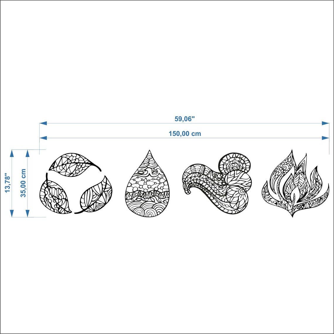 benjashop - Vendita all'ingrosso Decorazione da parete 3D - Cartello da parete in metallo con quattro elementi7