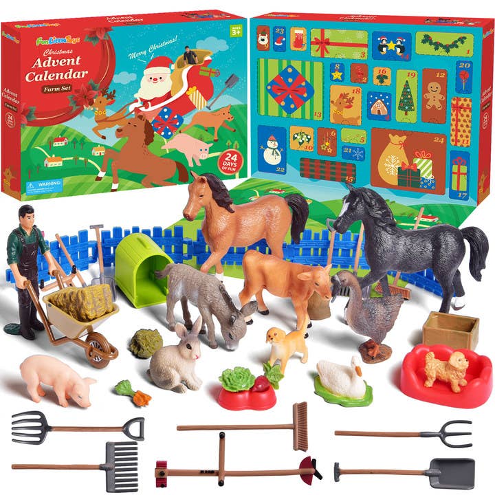 Fun Little Toys - Wholesale Advent Calendar - 30 Pcs Advent Calendar Christmas Realistic Farm Toys