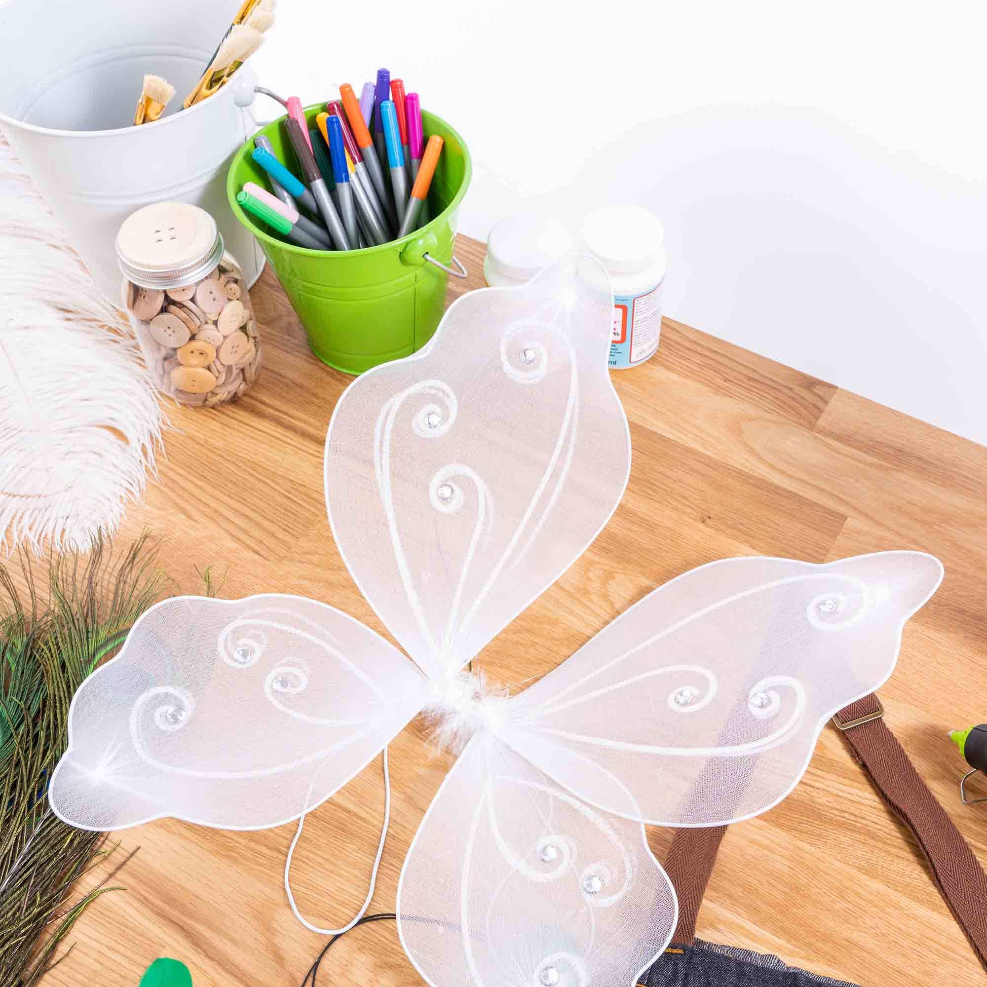 Portofino International Trading, USA - Wholesale Costume - Kids - Nylon Butterfly Wings with Elastic 19" x 16" - White2