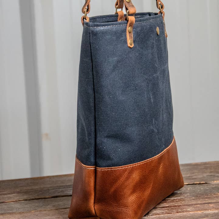 In Blue Handmade - Wholesale Tote bag – Women's - Essential Waxed Canvas and Leather Tote with Options16