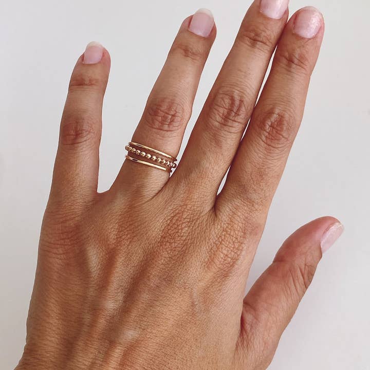 AVA Handmade Jewelry - Wholesale Band/Stacked Ring - Stacking 3 rings set, stackable, beaded, hammered ,thin9