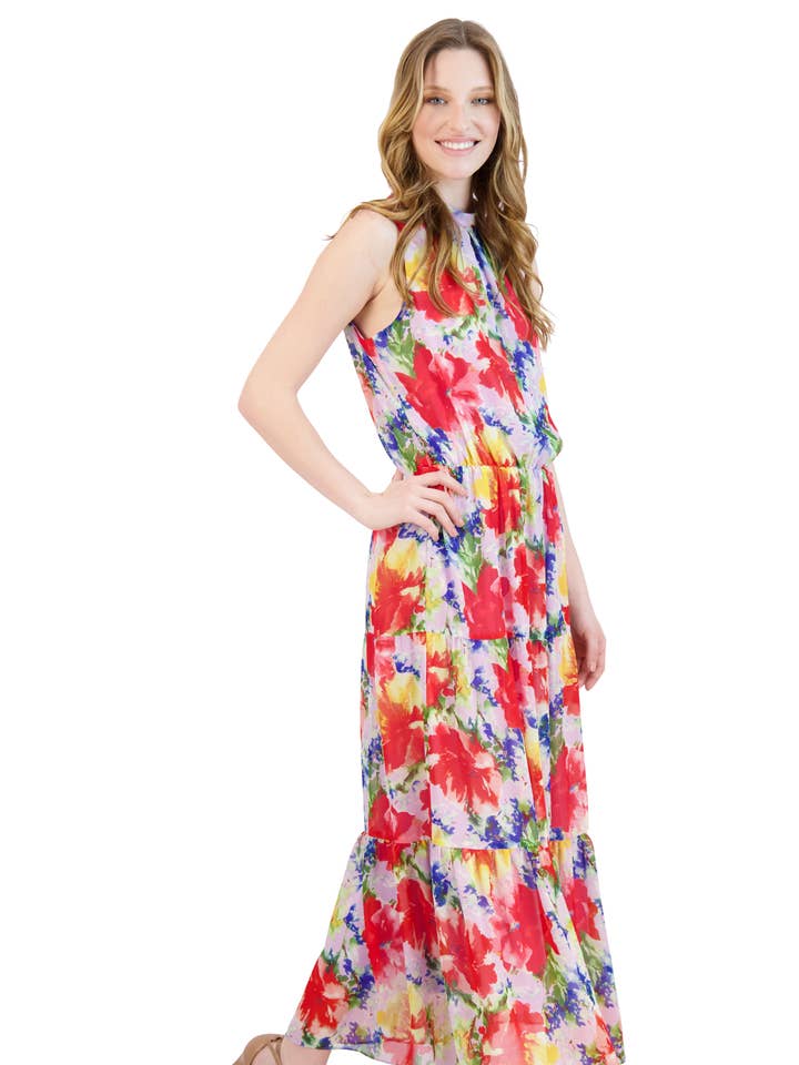 ABITO LUNGO SMANICATO STAMPATO per la vendita all'ingrosso da parte di Donna Ricco