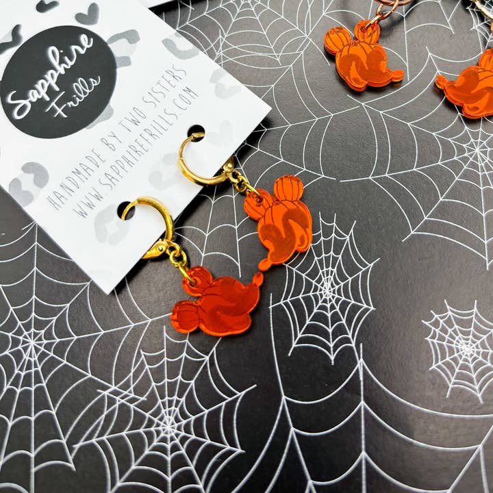 Sapphire Frills Ltd - Wholesale Hoop Earrings - Small Orange Mirror Mickey Mouse Pumpkin 1cm Hoop Earrings2