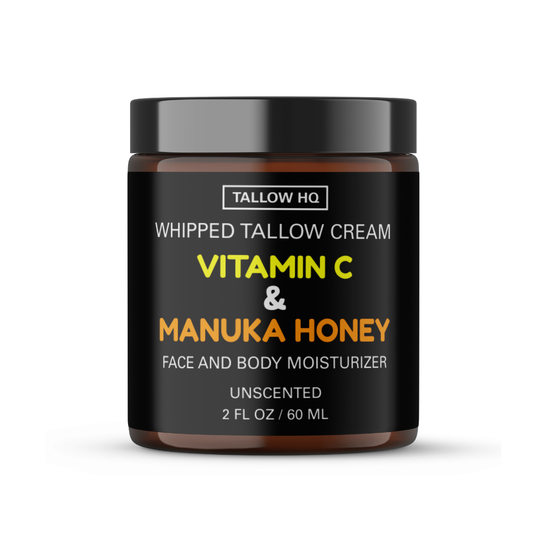 TALLOW HQ - Wholesale Body Cream/Lotion - Tallow Cream with Vitamin C and Manuka Honey, Face &Body,2oz4