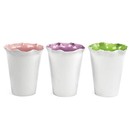 Round Ceramic Ruffled Edge Vase - 3 Asmt for wholesale by Willow Group