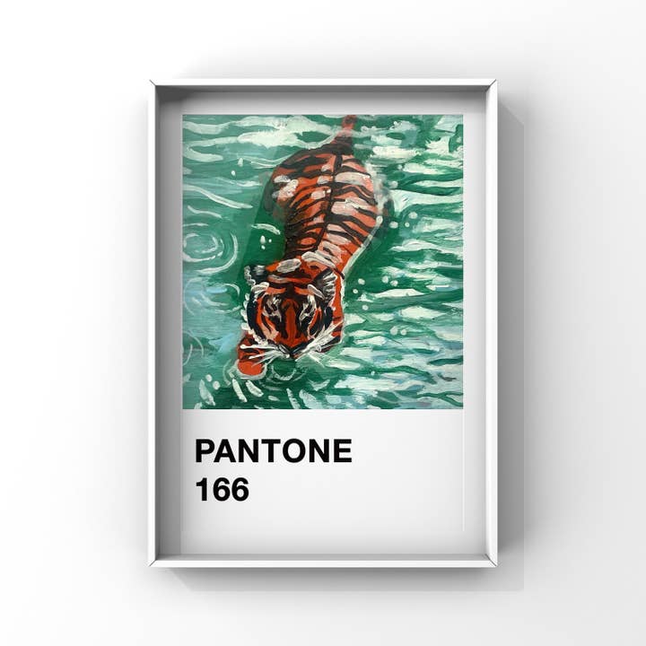 The Abstract By Sasha - Venta al por mayor Ilustración - Pantone 166- Tigre en el agua1