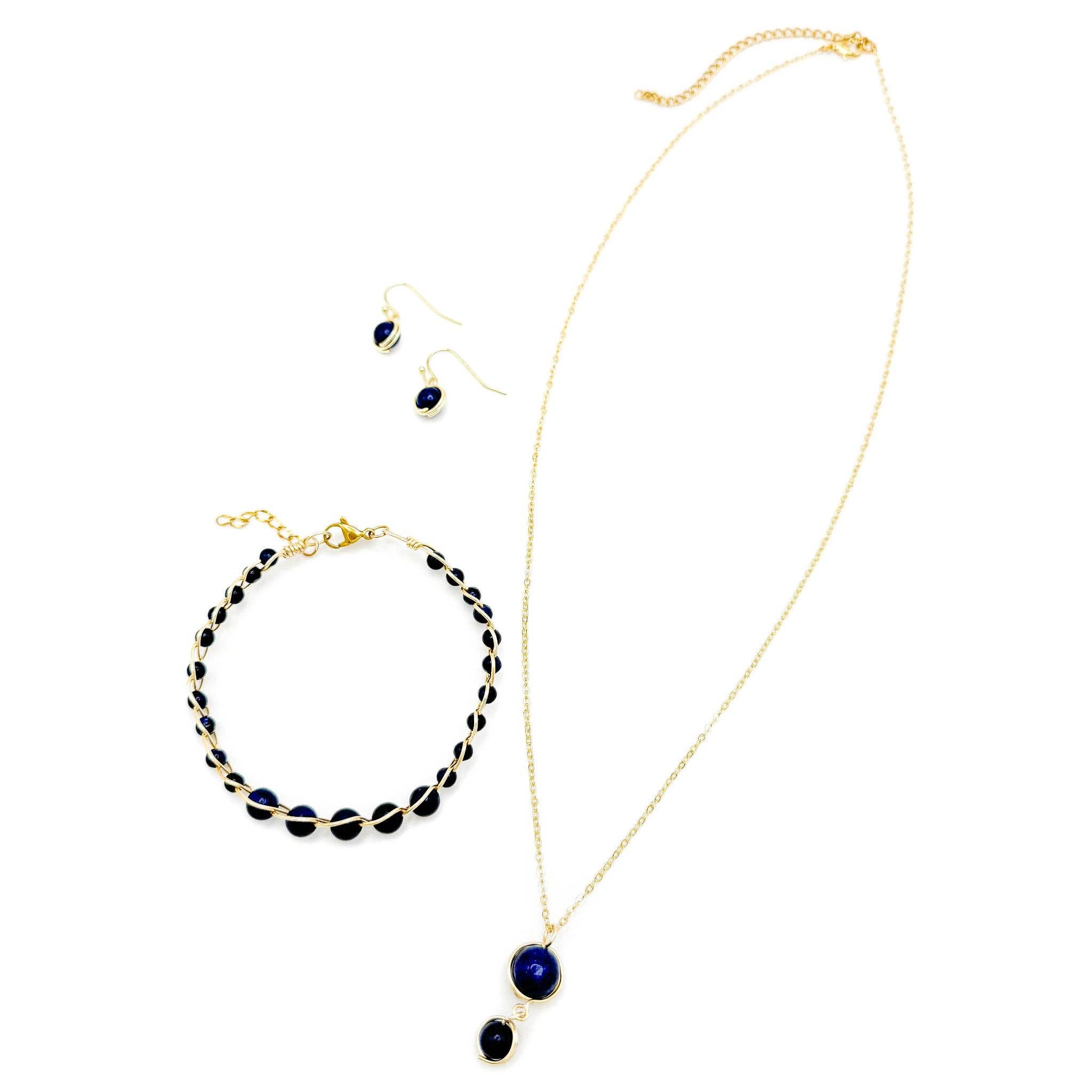 Alegria Accessories Inc. - Wholesale Beaded Bracelet - Eden blue lapis and gold adjustable bangle bracelet2