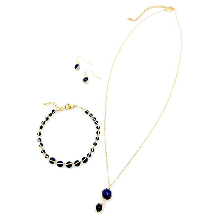 Alegria Accessories Inc. - Wholesale Beaded Bracelet - Eden blue lapis and gold adjustable bangle bracelet2