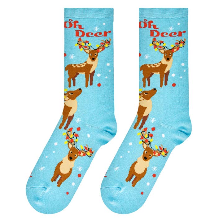 Cool Socks – wholesale Socks – Women's – Oh Deer - Womens Crew Folded