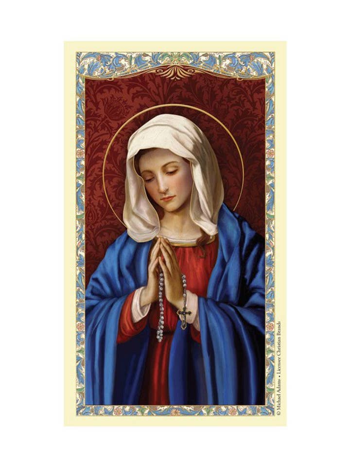 OUR LADY OF THE ROSARY HOLY CARD for wholesale by SAN JUDITAS RELIGIOUS ARTICLES