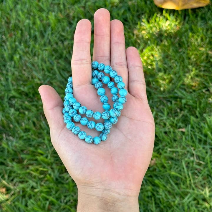 Earths Elements Wholesale - Vente Bracelet de perles - Bracelet en cristal - Turquoise de 8 mm, paquet de 51