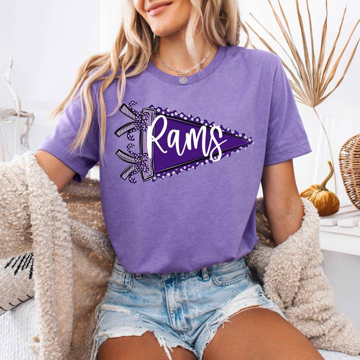 Custom Pennant Spirit Wear Shirt for wholesale by Enid and Elle