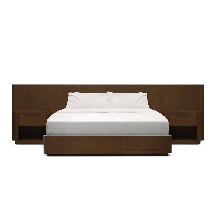 LIT AVEC TABLES DE NUIT Origin | PECAN pour la vente par Humble Nature