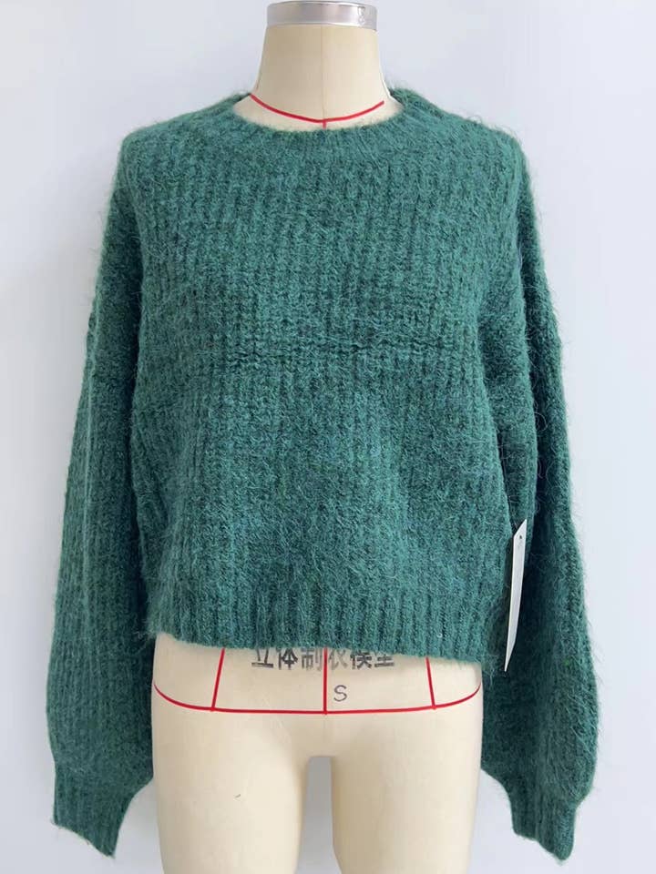 OLIVE SOLID GREEN REGULAR FIT KNIT SWEATER P00163 for wholesale on Faire2