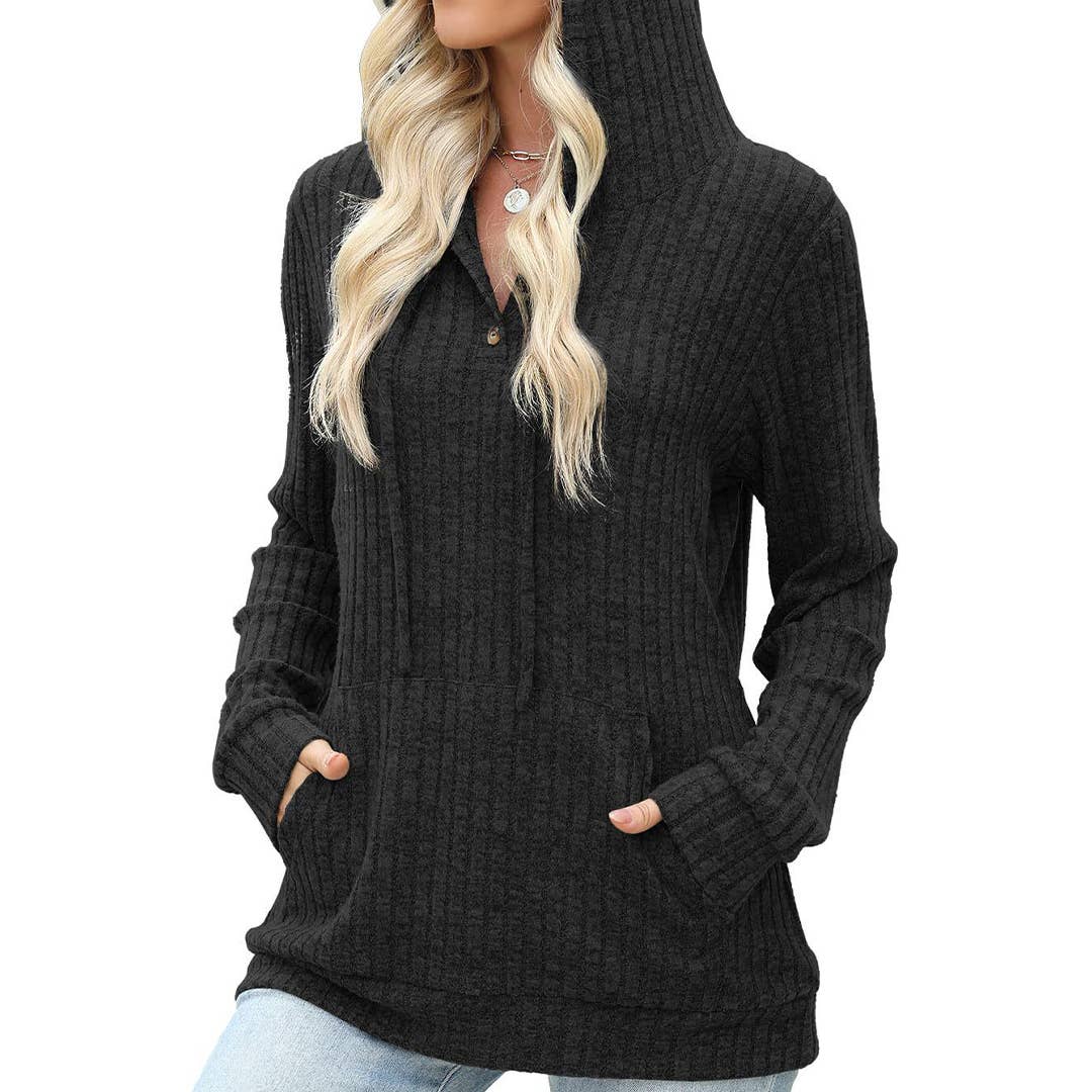 UNISHE – Hoodie – Mulher por atacado – Camisola com Capuz de Manga Comprida em Cor Sólida para Outono ZK356110