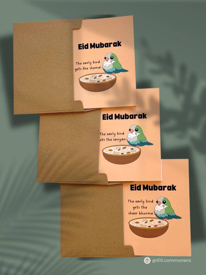 Early Bird Gets the Sweet Treats (Shemai, Seviyan, or Sheer Khurma) - Greeting Card for wholesale by 610 Common Era