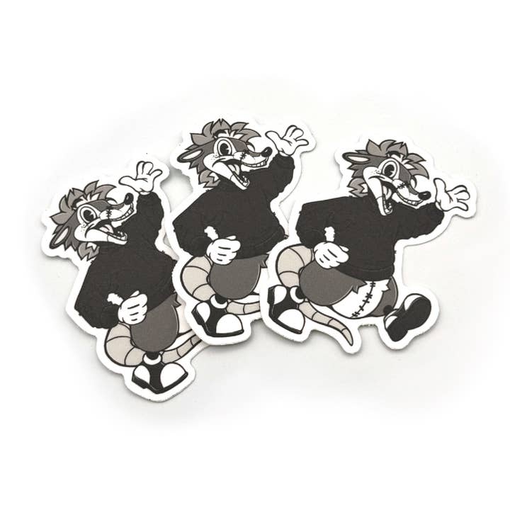 Autocollant Rétro Opossum pour la vente par Playing Possum Clothing Co.