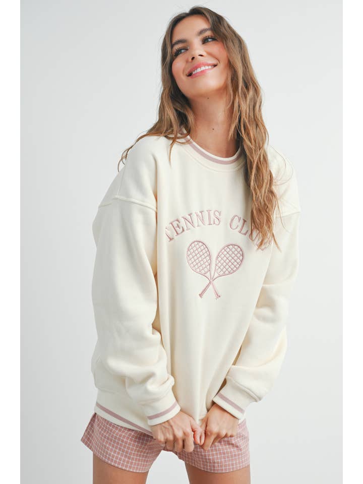 BUTTERMELON - Wholesale Graphic sweatshirt – Women’s - Tennis Club Multicolored Sweatshirt - BMT746913
